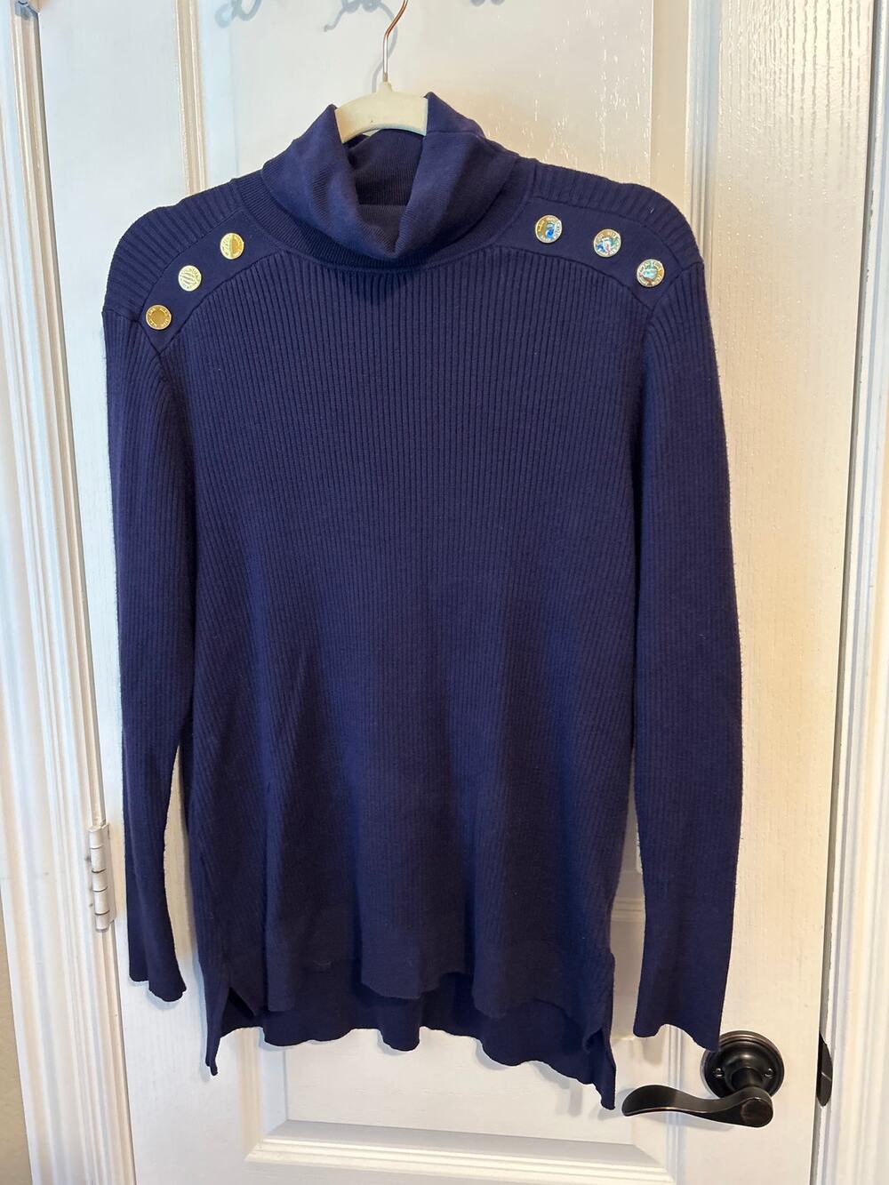 Anne Klein Purple Pullover Turtleneck Tunic Ribbed XL